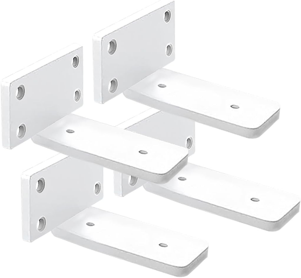 4 Pack Shelf Brackets White 4 Inch Floating Shelf Bracket 1/5 inch Thick Heav... gallery