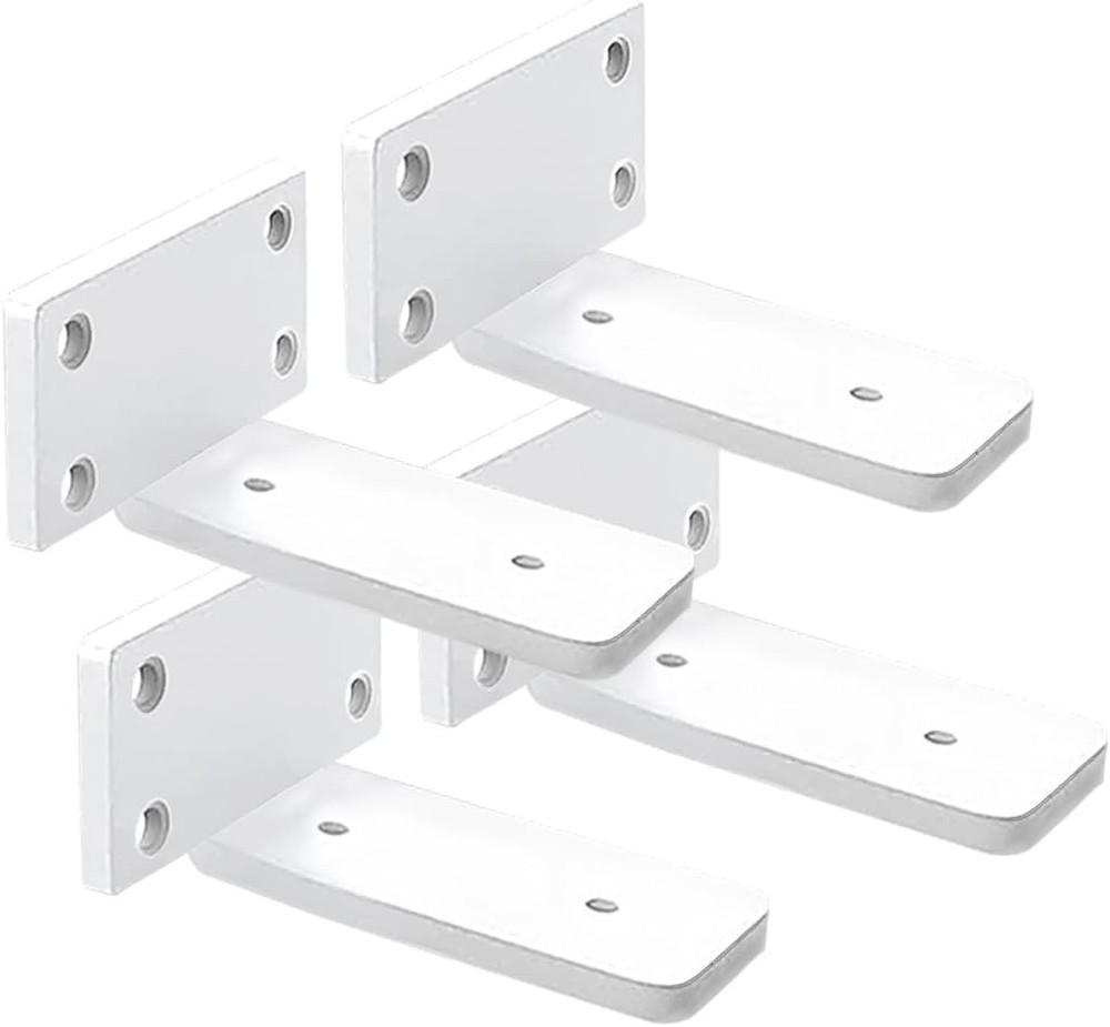 4 Pack Shelf Brackets White 4 Inch Floating Shelf Bracket 1/5 inch Thick Heav...