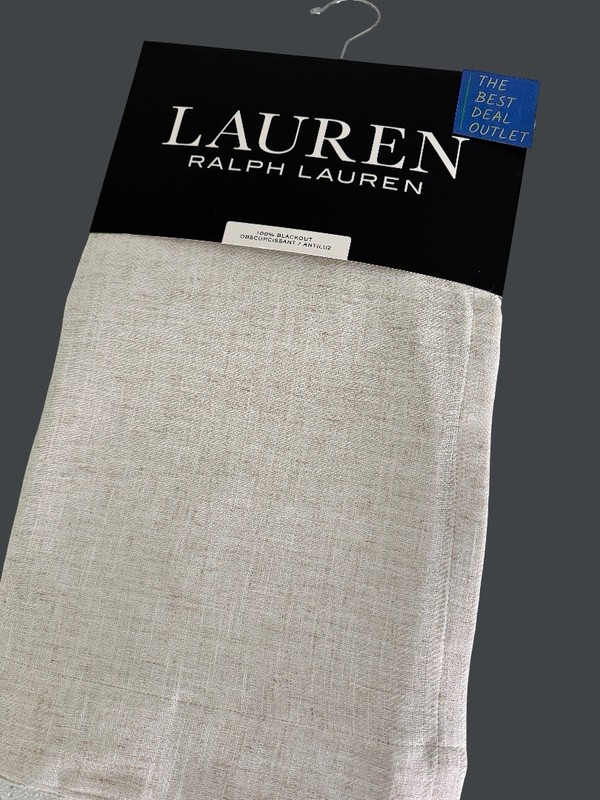 Ralph Lauren Window Curtains Blackout 2 Panel 52 x 108 Linen Natural Herringbone gallery