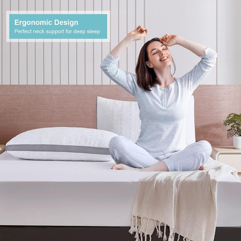 Adjustable Cooling Pillow Queen Size - Memory Foam for Back & Side Sleepers gallery