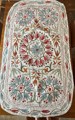 FELTED WOOL RUG-BLANKET-THROW. MULTI COLOURED FLORAL 34 X 62