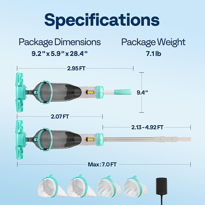 Cordless Rechargeable Pool Vacuum Handheld Pool Cleaner with Telescopic Pole gallery