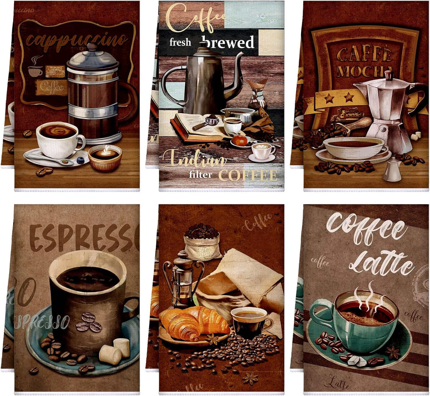 Set of 6 Coffee Kitchen Towels Absorbent Dish Towels 24 x 16 Inches Kitchen Gift gallery