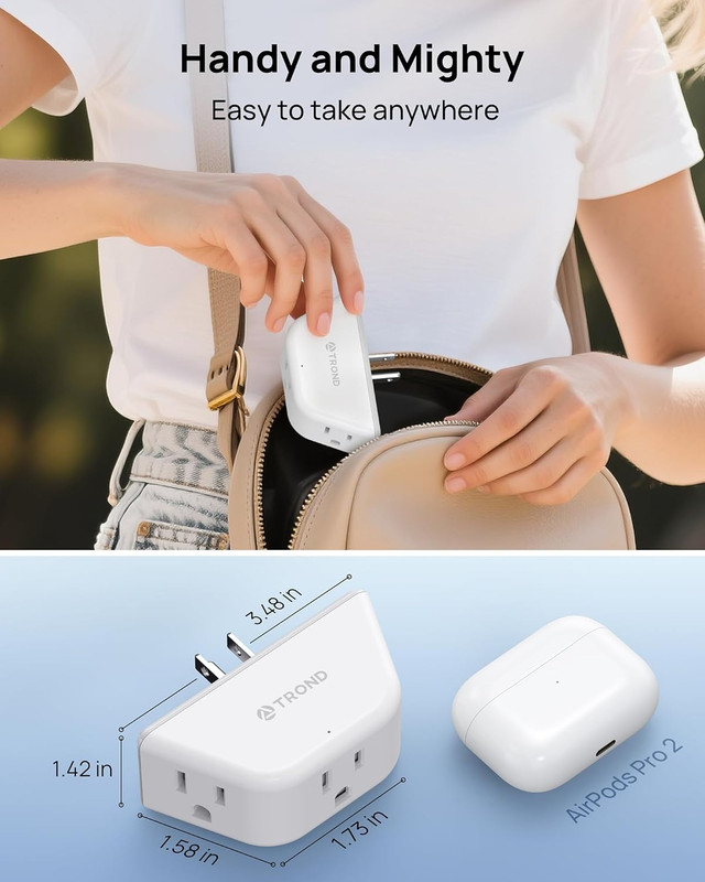 Multi Plug Outlet Extender 2 Pack - Electrical Wall Splitter, 3 Way Angled Wall gallery