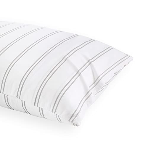 - Striped Pillow Cases, Ticking Stripe Vertical Standard (20"x26") Gray White gallery