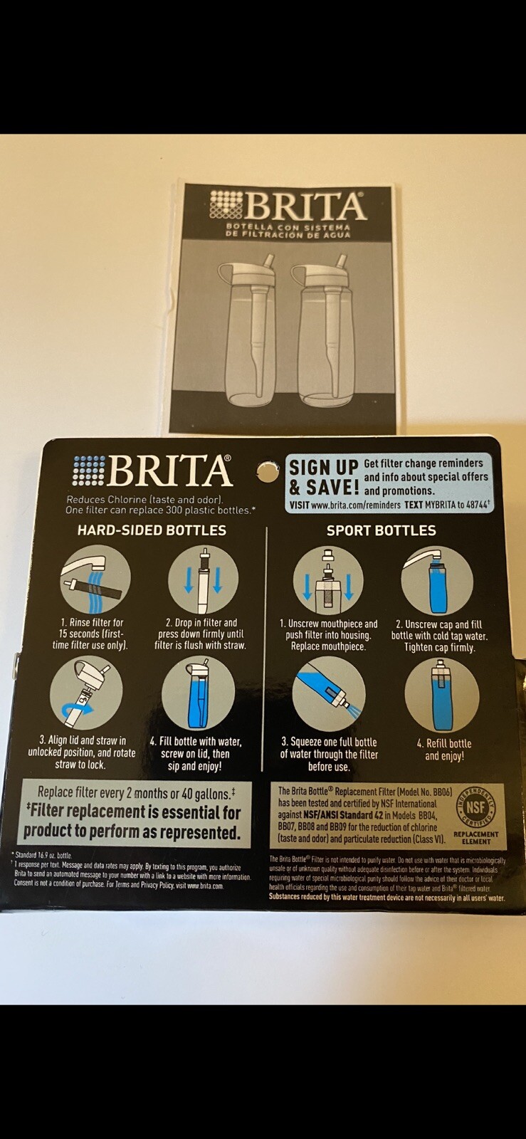 Brita Water Bottle Replacement Filter Hard Sided Sport Open Box-sealed 2 In Box gallery
