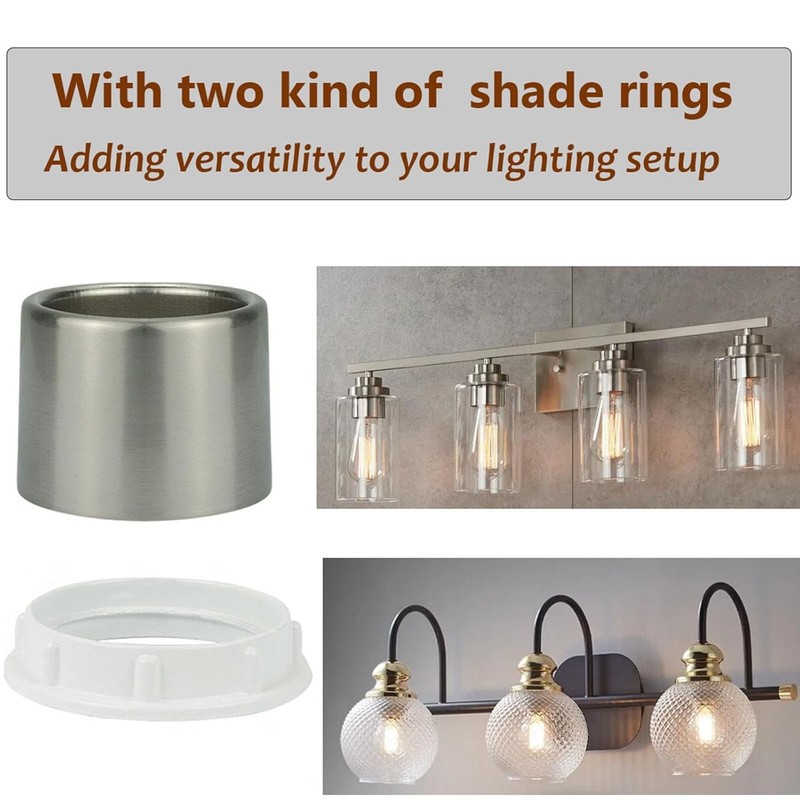 E26 Medium Base Ceramic Light Socket with Shade Ring, Keyless Porcelain Socket w gallery