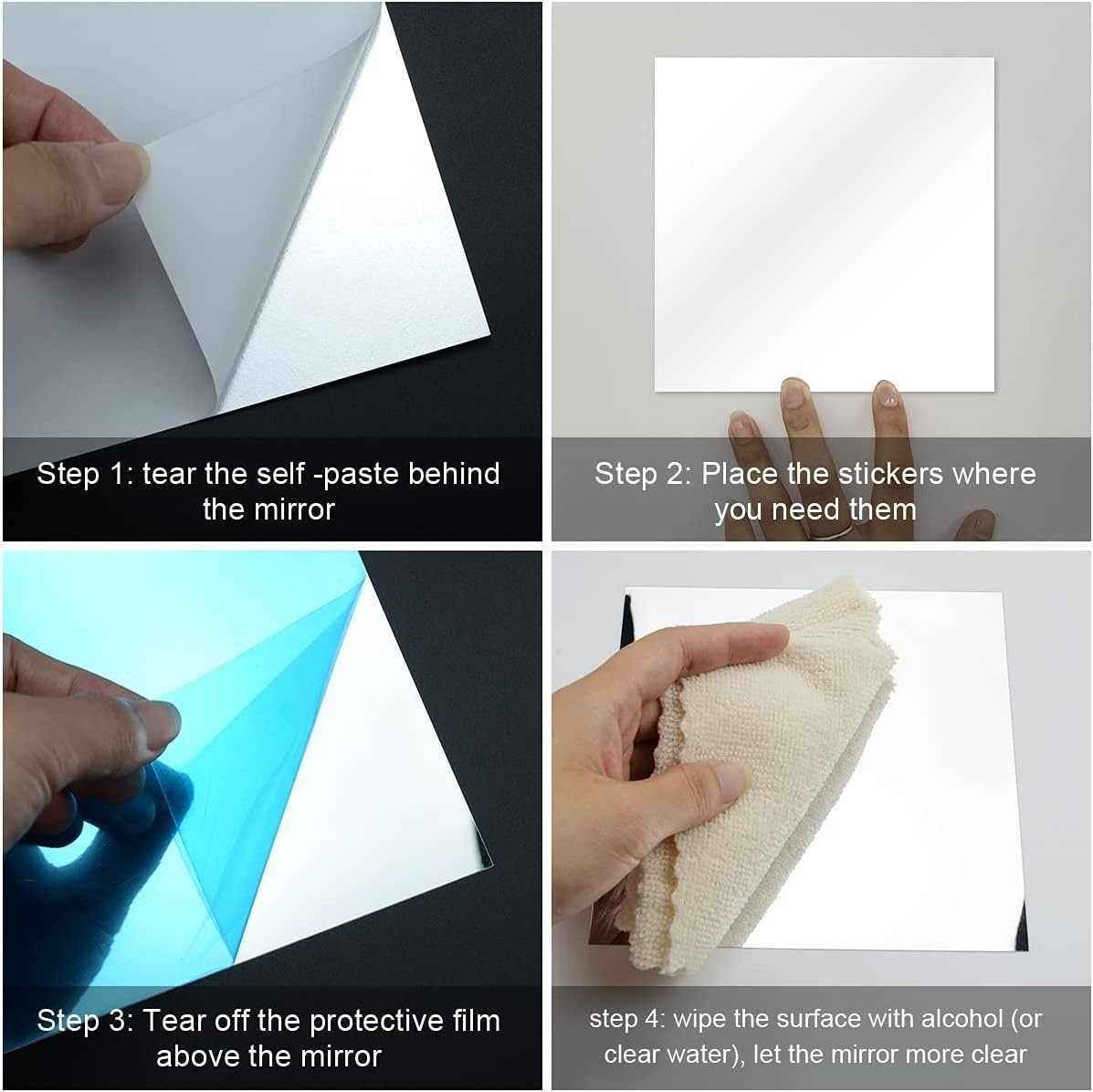 10 Pieces Flexible Mirror Sheets, Self Adhesive Decorative Plastic Mirror Tiles gallery