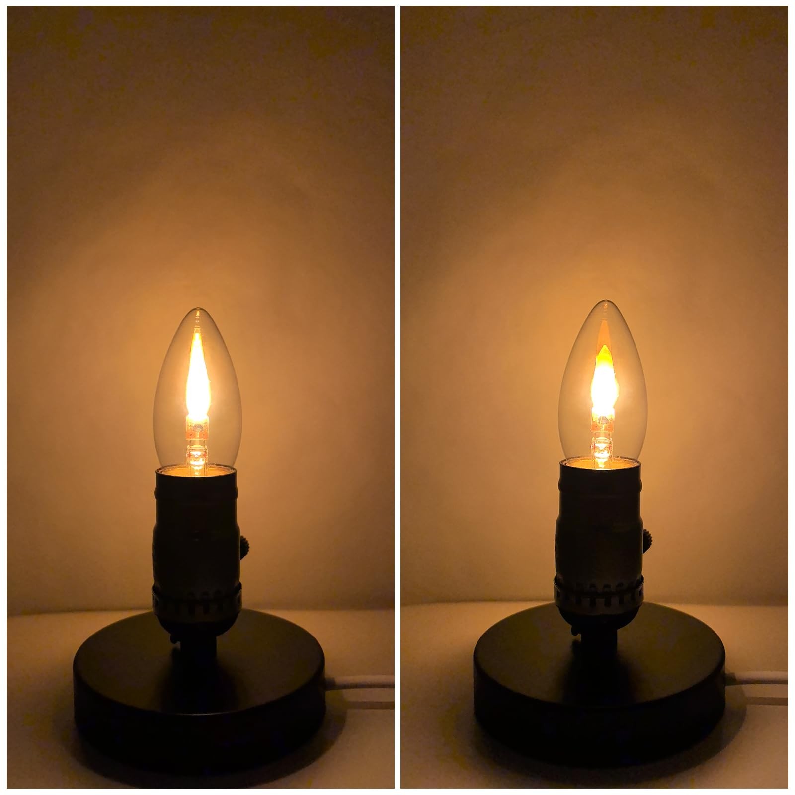 2 PCS B10/B11 LED Flame Effect Bulb E26 Base 1800K Flickering Candle Light gallery