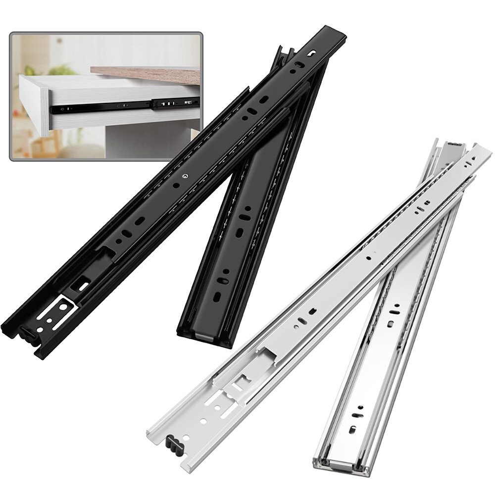 1/5Pair Full Extension Drawer Slides Rails 10"-24" 100LB Side Mount Ball Bearing gallery