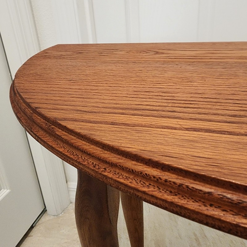 Vintage Demilune Console Table Unique Mid-Century Shaped Legs Solid Wood 24"H gallery