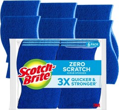 Scotch-Brite Zero Scratch Scrub Sponges, 6 Kitchen Sponges for Washing Dishes