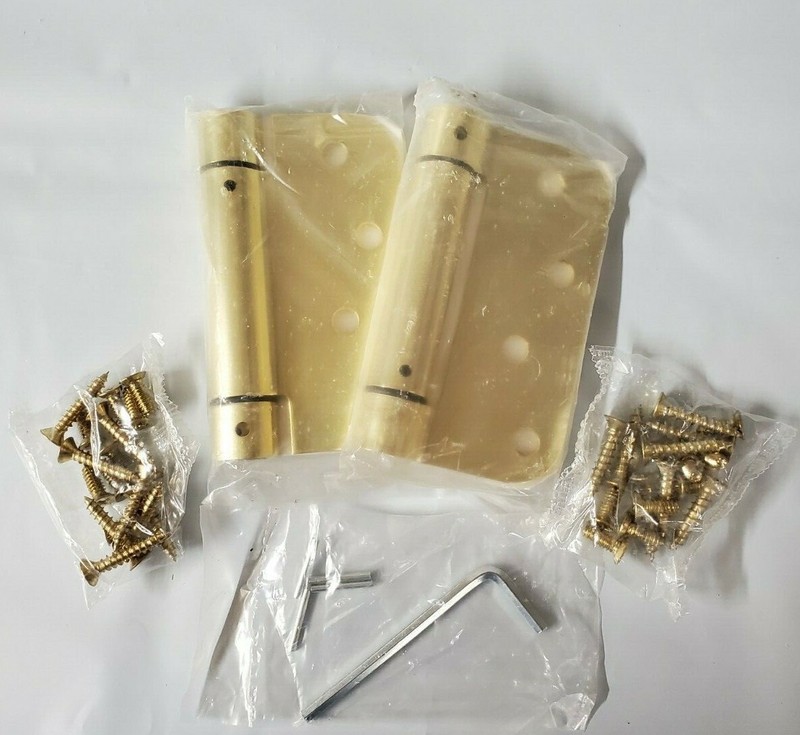 Adjustable Spring Door Hinge Polished Brass, Lot of 2, Self closing hinges gallery