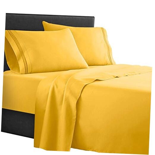 Supreme 1500 Collection 4pc Bed Sheet Set - Size Queen Yellow gallery