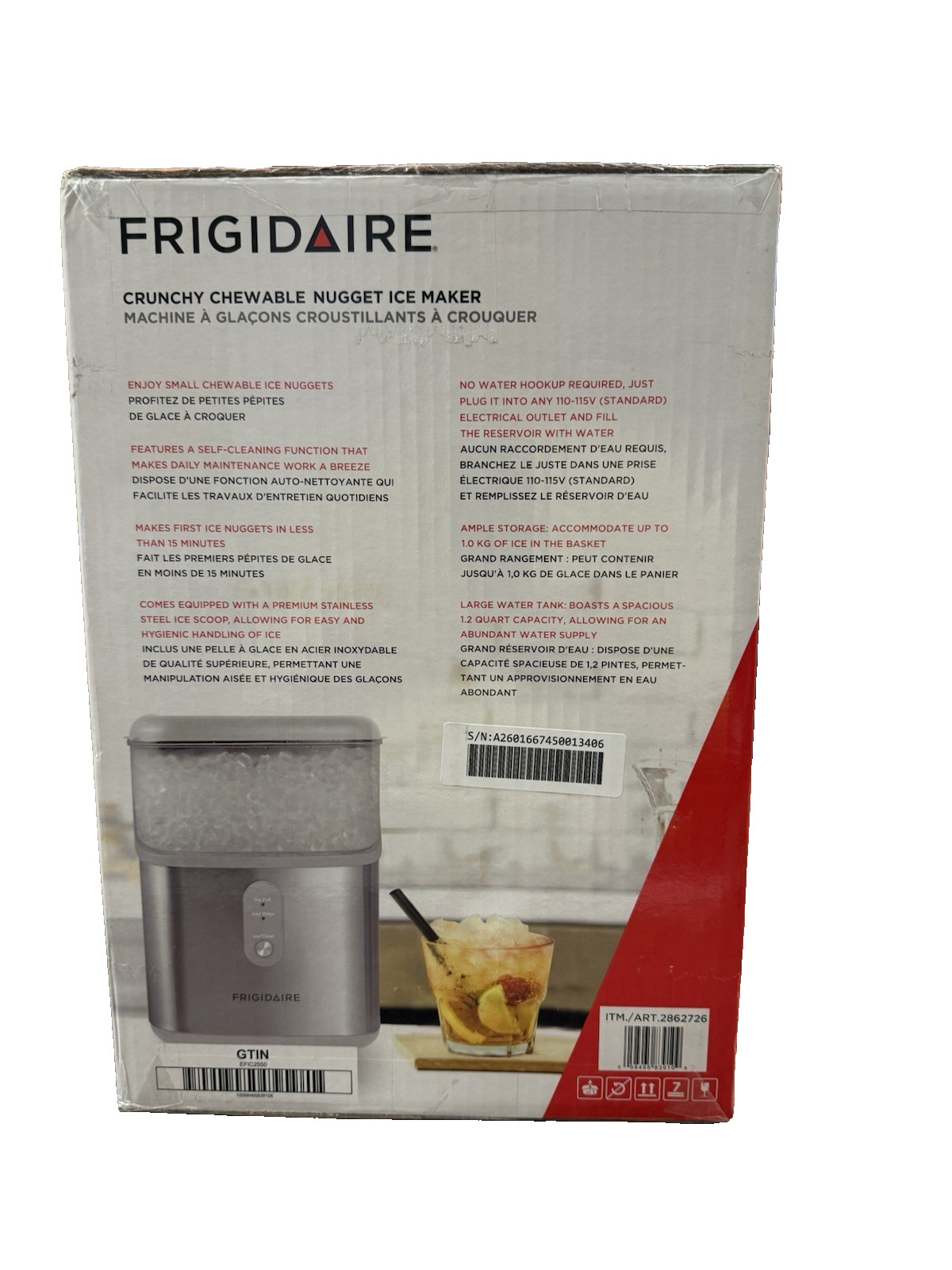 Frigidaire Crunchy,Chewable Countertop Nugget Ice Maker,33 lbs,SS Scoop,EFIC2550 gallery