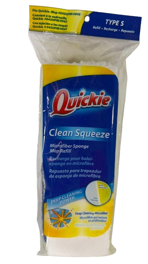 2X Quickie Clean Squeeze Microfiber Sponge Mop Refill Replace Type S 045HPM #045 gallery
