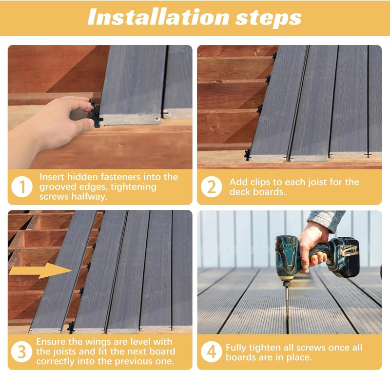 200 Pack Hidden Deck Fasteners for Composite Decking Board, Composite Decking Cl gallery