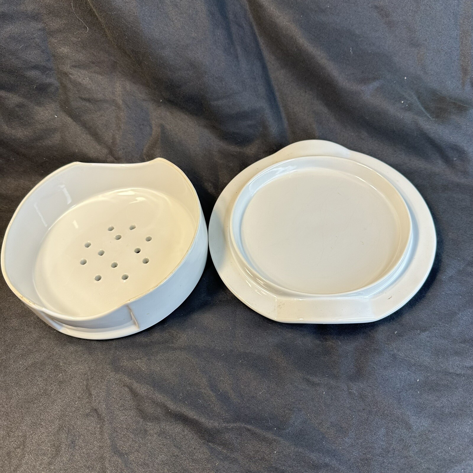Crate & Barrel Brie Cheese Baker Baking Dish Server Keeper 2 Pc. Vent Holes EXC gallery