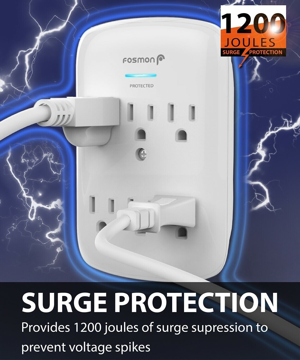 6 Outlet Extender Surge Protector Multi Plug Wall Adapter Tap 1200J [ETL Listed] gallery