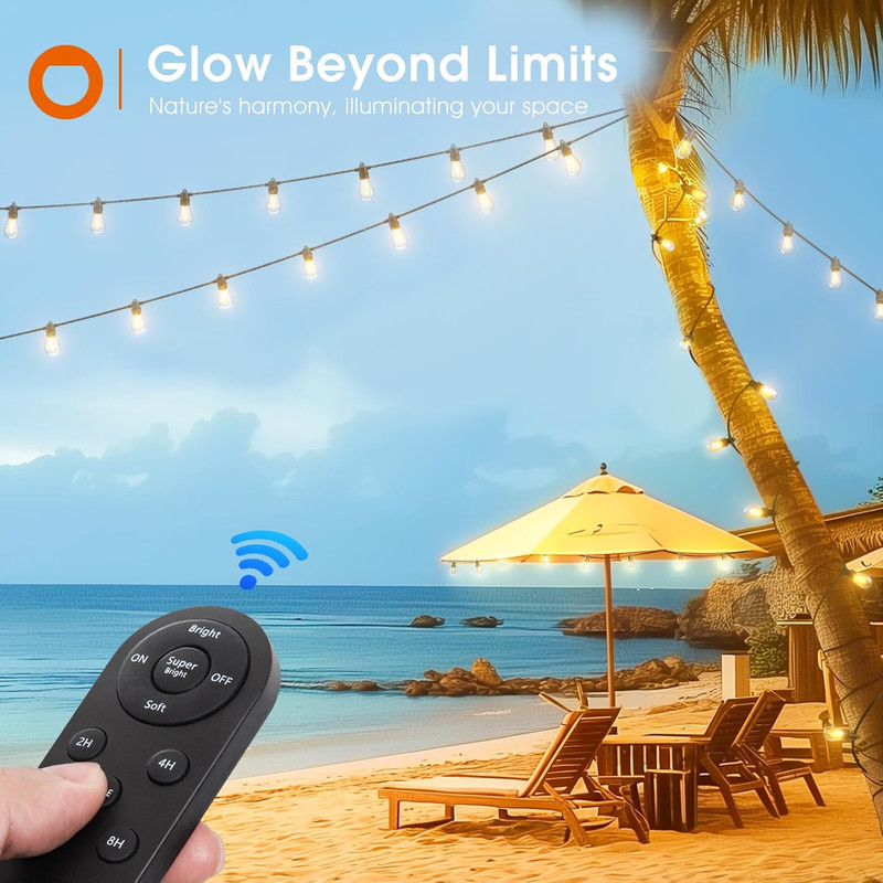 addlon 200FT(192+8) Solar String Lights Outdoor Waterproof with 6W Panel USB & R gallery