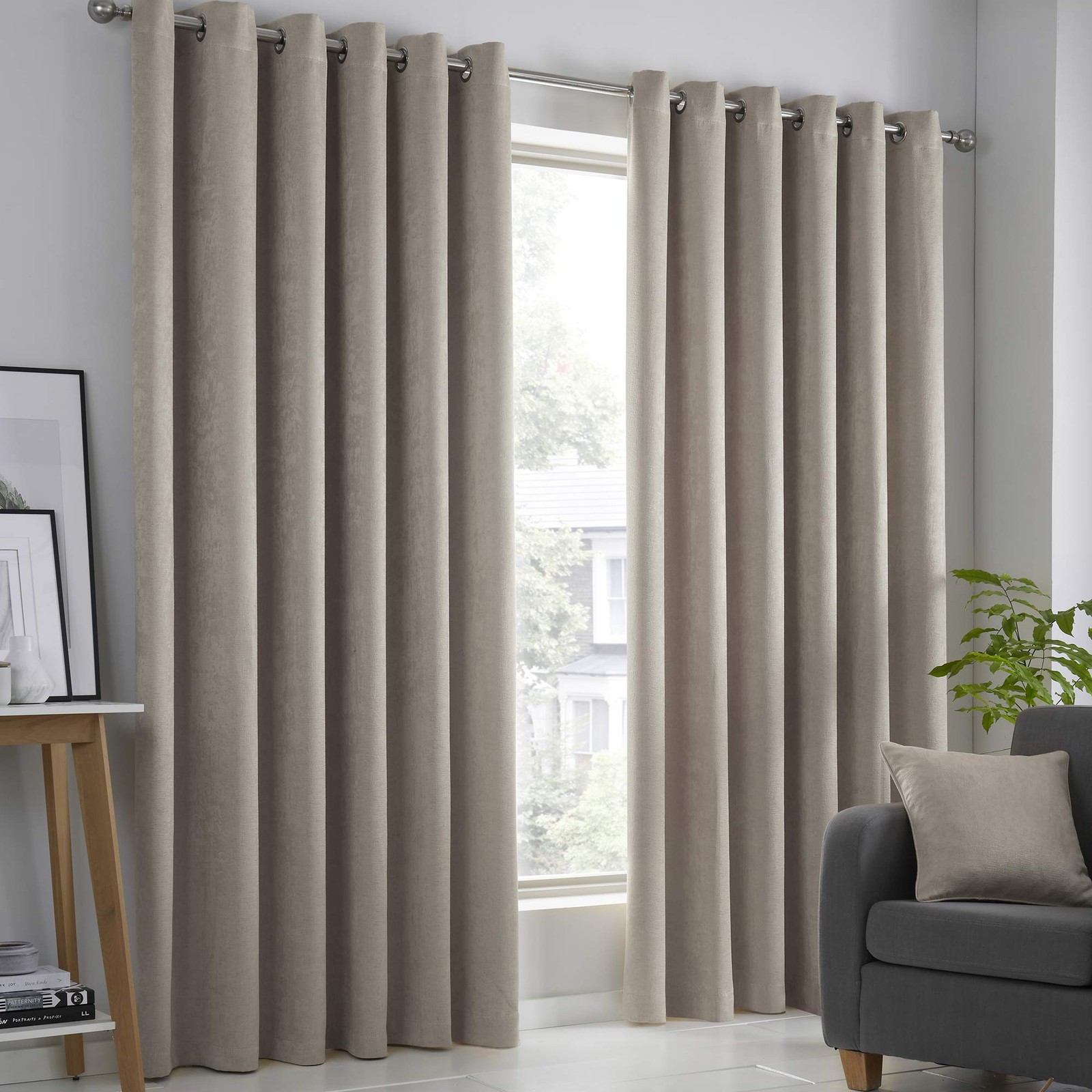 Strata - Blockout Eyelet Curtains, 168 x 229 cm, Natural, Natural gallery
