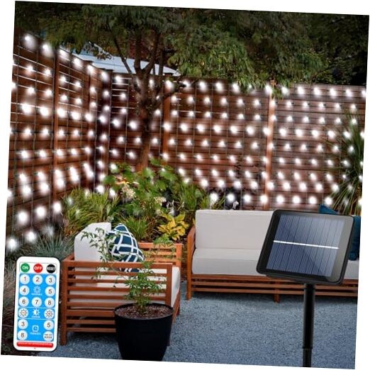 Solar Powered Curtain Lights 33ftx 3ft 500 LED Outdoor 33Ft x 3Ft Cool White gallery
