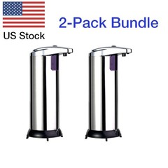 Automatic Soap Dispenser Touchless Handsfree Stainless 2-Pack IR Sensor Bathroom
