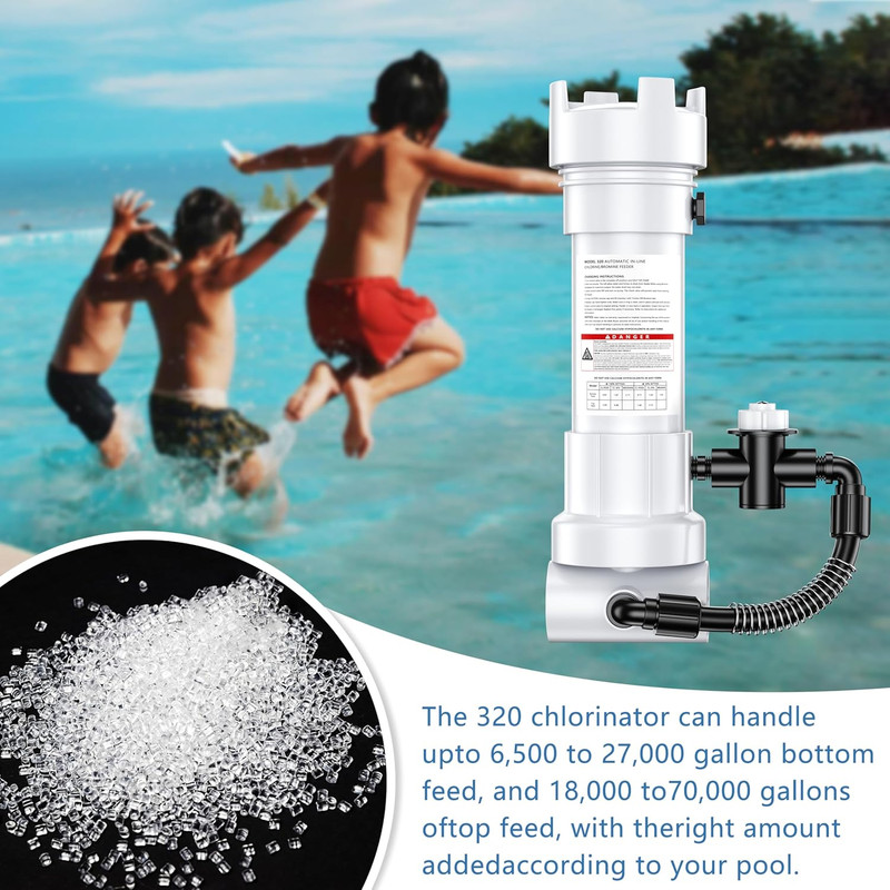 2025 Upgraded 320 Pool Automatic Inline Chlorine/Bromine Feeder Compatible with gallery