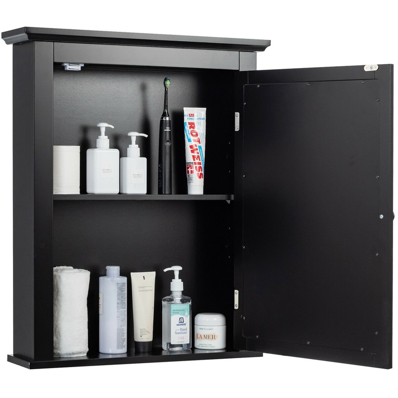 Bathroom Mirror Cabinet Wall Mounted Adjustable Shelf Medicine Black gallery