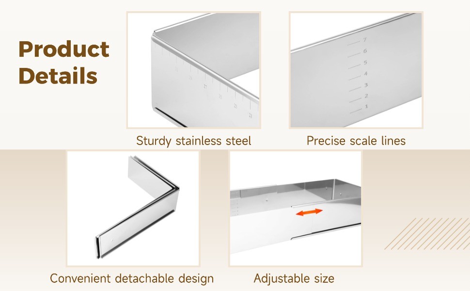Adjustable Rectangular Cake Ring, Stainl Steel Mousse Cake Ring Mould gallery