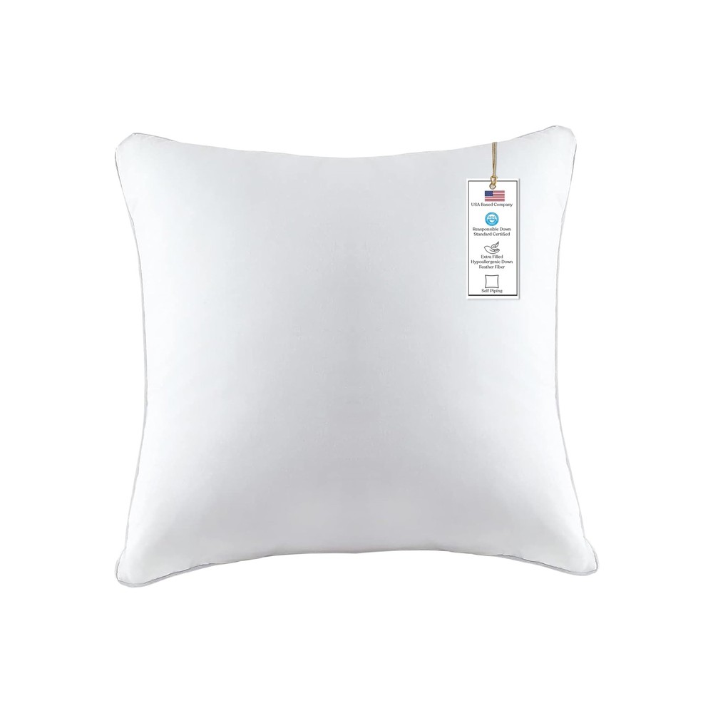 A1HC Throw Pillow Insert Down Feather Filled, (Pack of 2) - 20x20 Inches Bed ...