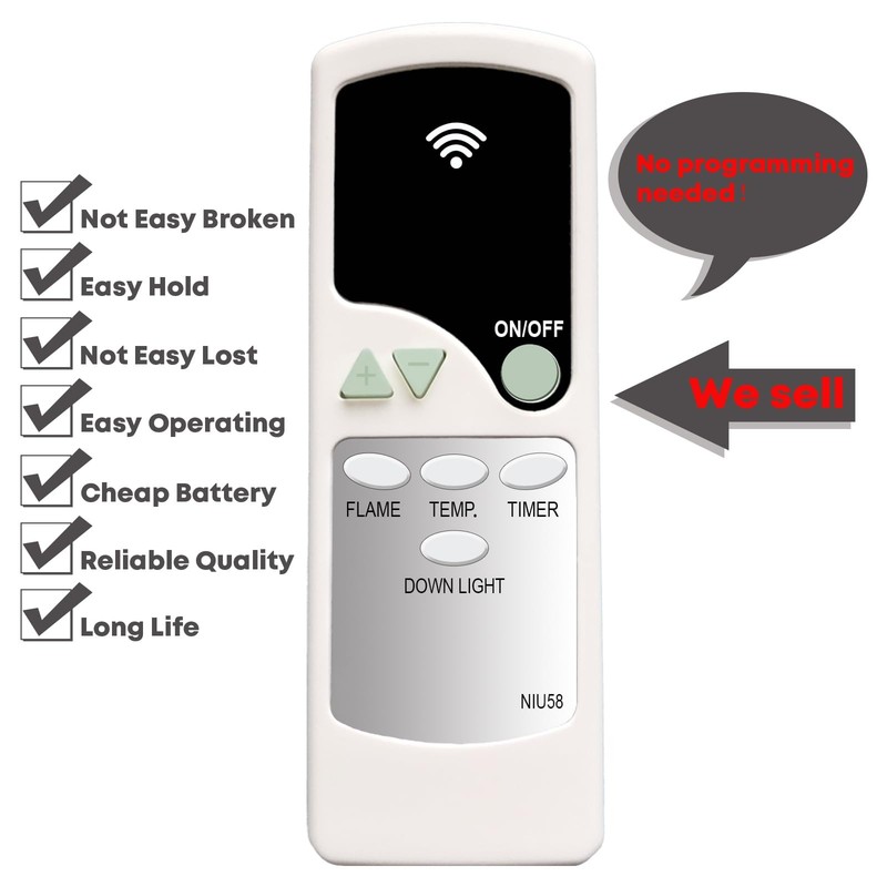 Replacement Remote Control for Greentouch Fullerton Electric Fireplace Models gallery