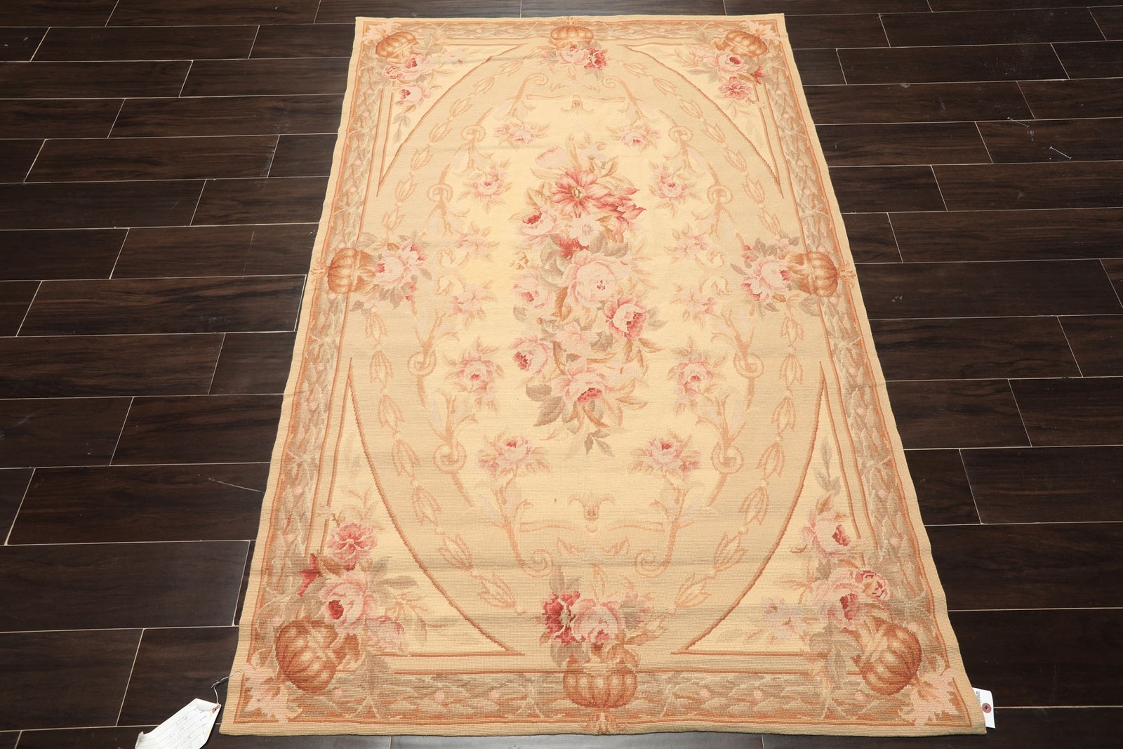 4x6 Hand Woven Wool Beige French Needlepoint Traditional Classic Rug gallery