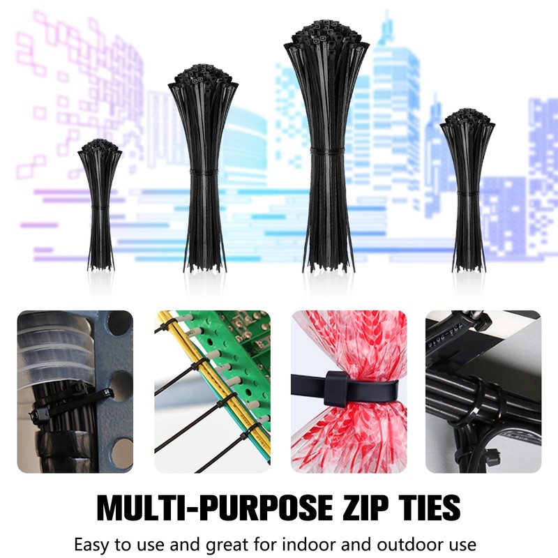 Cable Zip Ties,400 Pack Black Assorted Sizes 4+6+8+12-Inch(400PCS Set), gallery