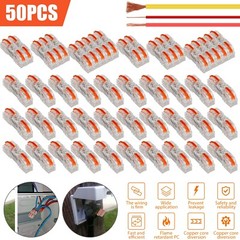 50x Reusable Spring Wire Cable Connectors 28-12AWG Lever Electric Terminal Block