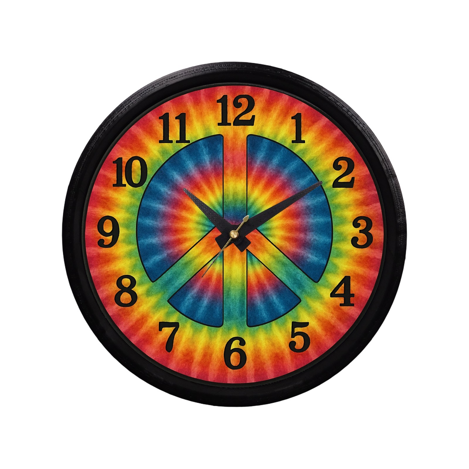 Tie Dye Flower Peace Sign Wall Clock Hippy Boho Good Vibes Retro Decor Gift gallery