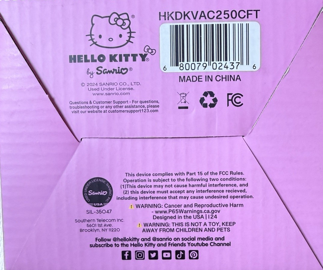 Hello Kitty Bagless Compact Handheld Desktop Vacuum Pink/White Nozzle Brush gallery