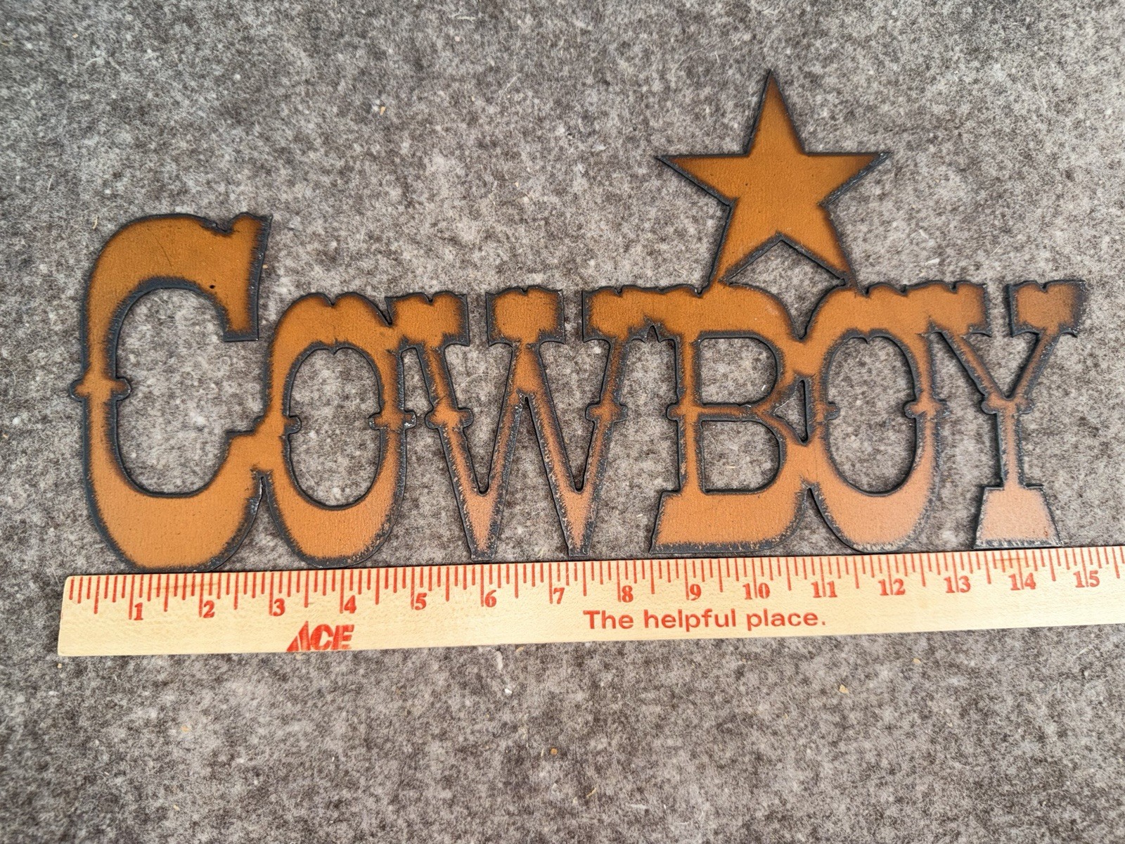 Rustic Metal Cowboy With Star Sign Western Wall Decor Country Art 15” x 7.25” gallery