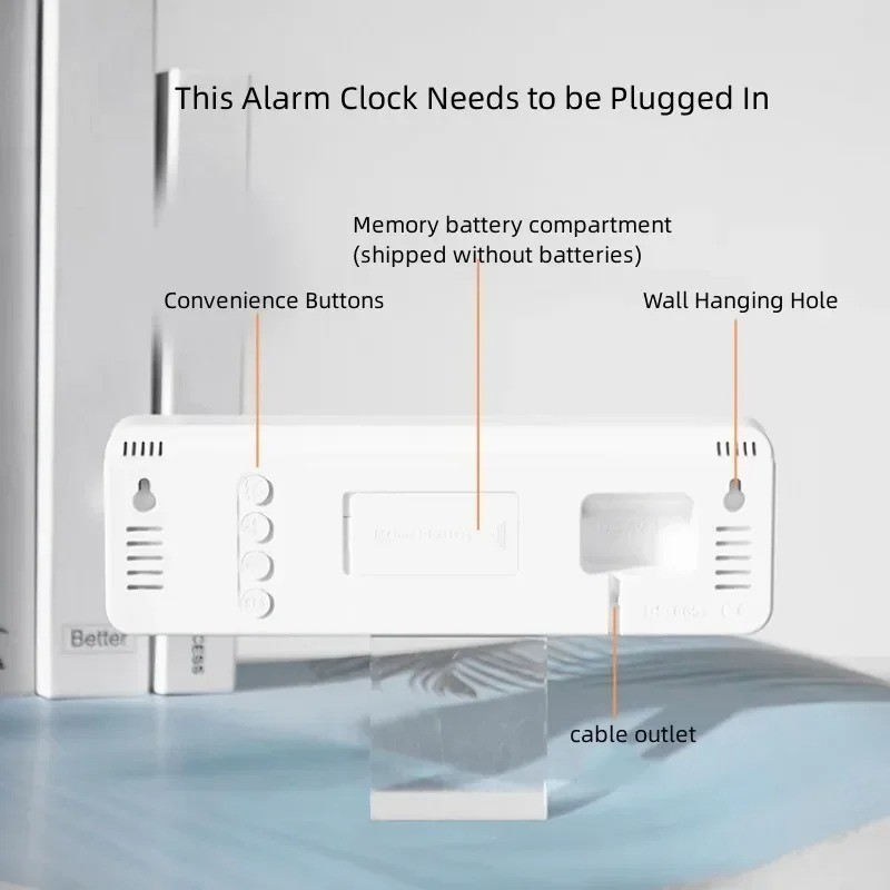 LED Digital Large Display Wall Desk Alarm Clock With Calendar Temperature Date** gallery