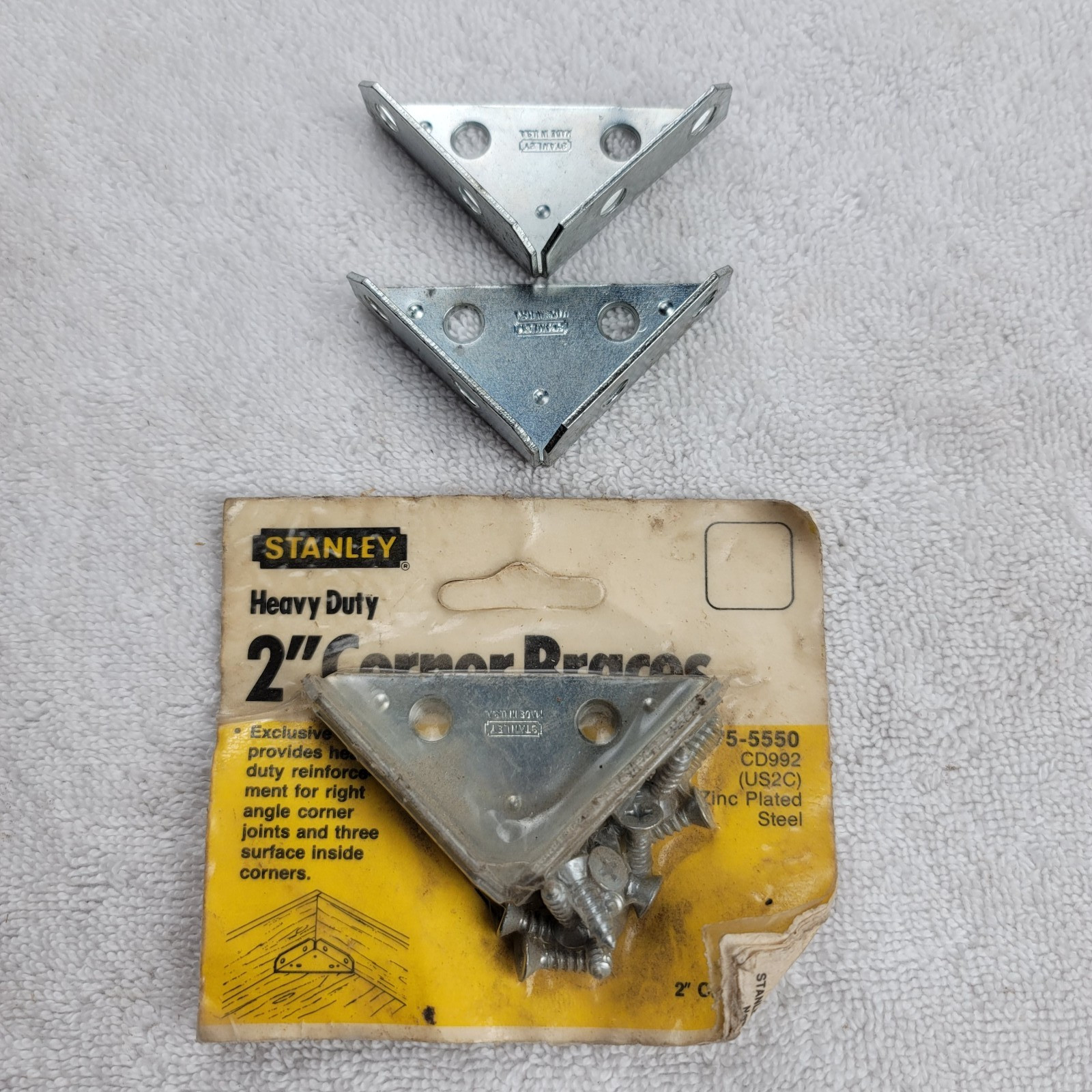 Stanley 2 Inch 50mm Heavy Duty Corner Braces 75-5550 USA Zinc Plated Lot of 4 gallery
