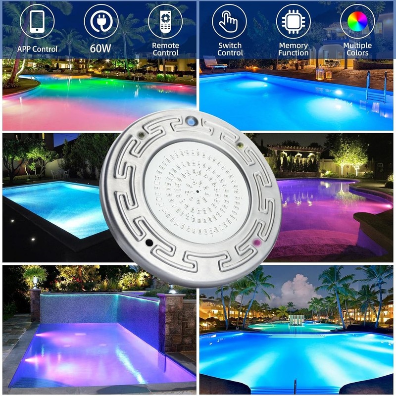 🔥Pool Light for Inground Pool, 20W 6 Inch LED Inground Pool Light with Remote gallery