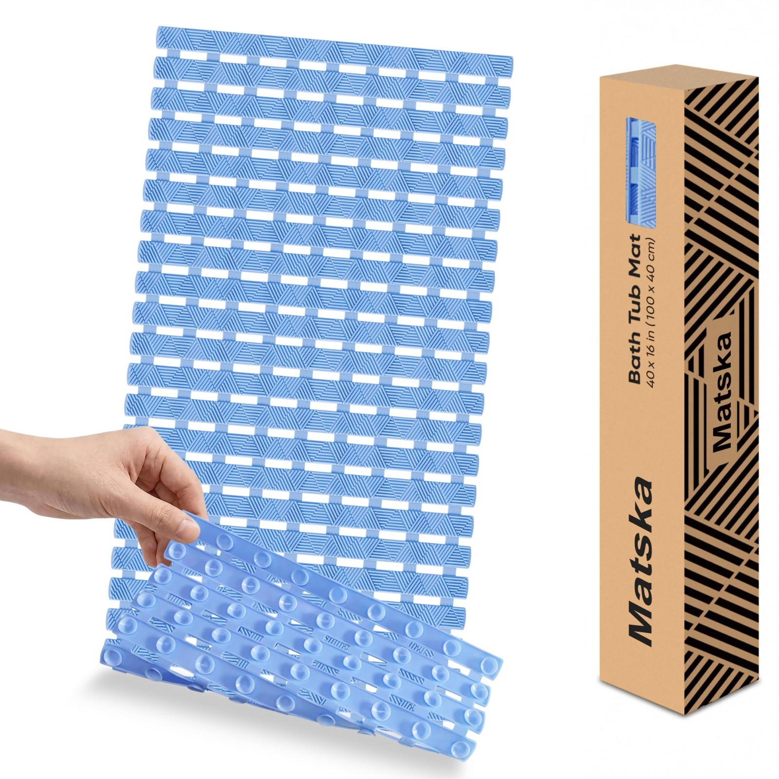 Non-Slip Bathtub Mat - Rectangular Shower Mat with 200+ Suction Cups, 40x16 Inch gallery