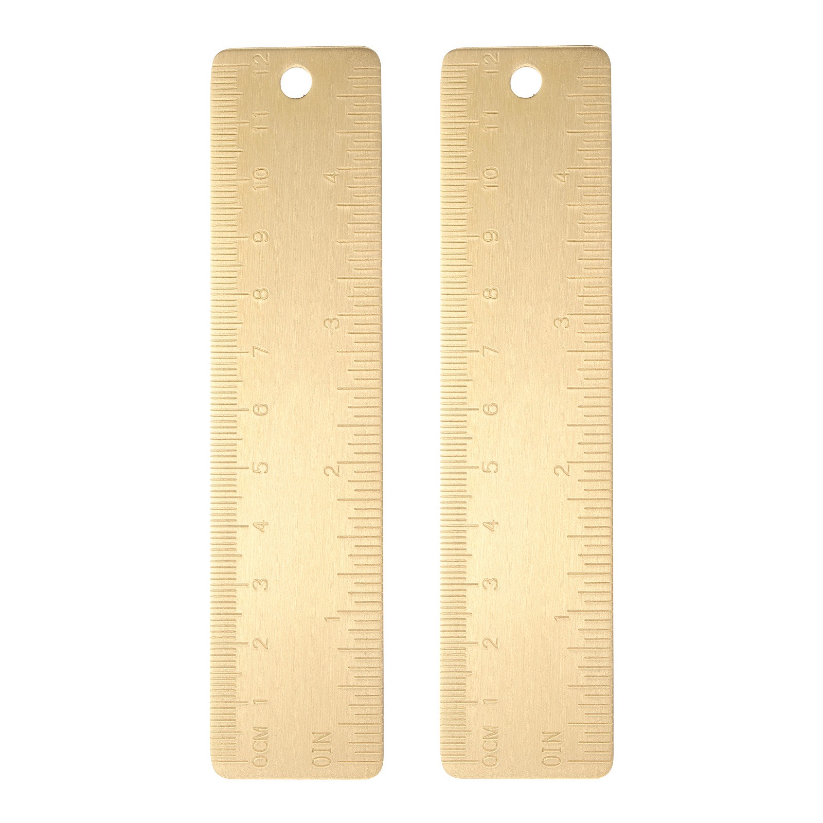2pcs Gold Brass Ruler 13cm (4 Inch) Metric Inch Dual Scale Engraved Ruler gallery