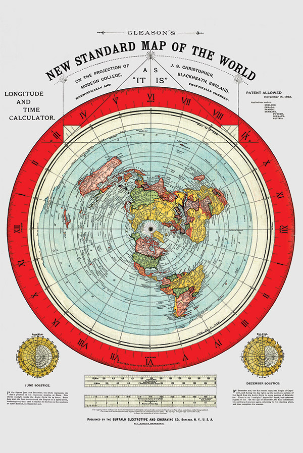 Flat Earth Map - Gleason's New Standard Map Of The World - Large 24" x 36" 1892 gallery