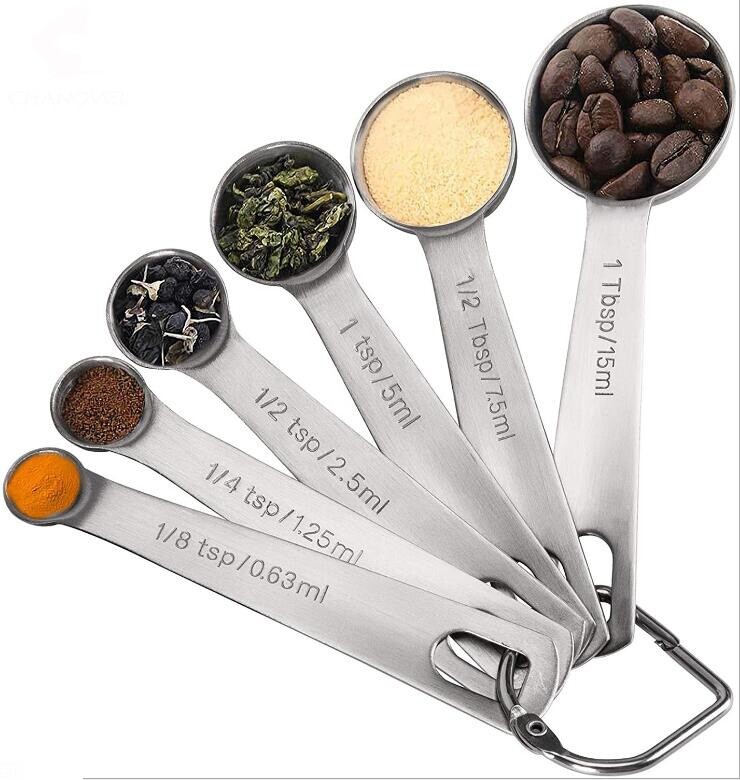 Hot Sale 1 Set 6Pcs Difference Size Stainless Steel Home Measuring Spoons gallery