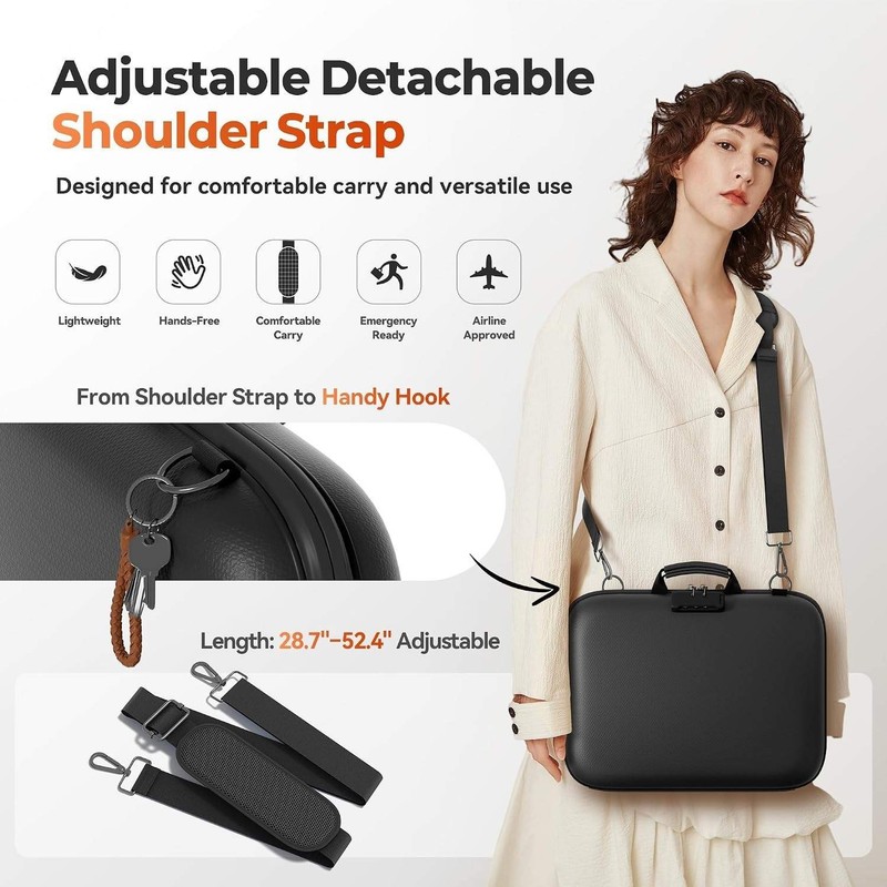 Fireproof Document Box with Lock & Shoulder Strap, Hard-Shell Fireproof File gallery