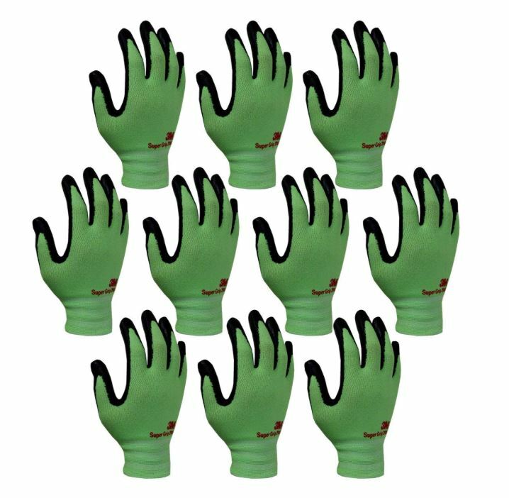 3M Nitrile Rubber Coated Work Gloves, Thin TouchScreen Washable 10 Pack Green gallery
