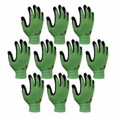 3M Nitrile Rubber Coated Work Gloves, Thin TouchScreen Washable 10 Pack Green