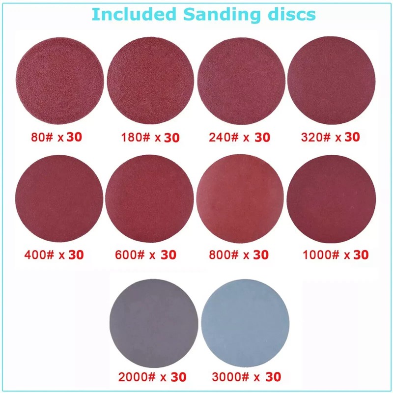 306PC 2 inch Sanding Discs Dry Hook Loop 80-3000 Grit for Drill Die Grinder US gallery