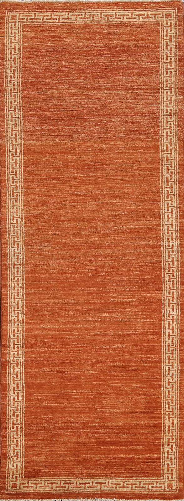 Orange/ Ivory Oriental Runner Rug 3x8 Hand-knotted Wool Modern Style for Hallway gallery
